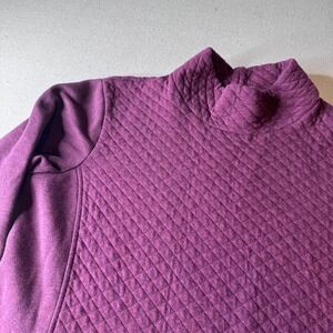 LL Bean Women's Quilted Funnel Neck Pullover Plum Plus Size 2X  Kangeroo Pocket